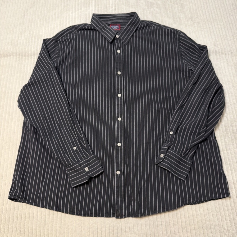 UNTUCKit Shirt Mens Flannel Button Up Black Striped  XXXLC Long Sleeve